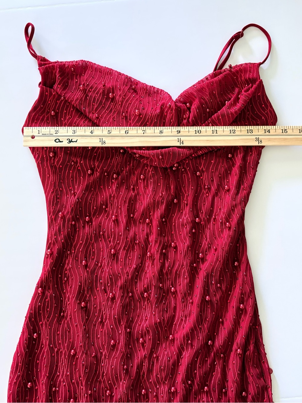 Windsor Red Beaded Mini Dress Women’s Medium Cowl Neck Y2K Party Cocktail NWT - Picture 4 of 12